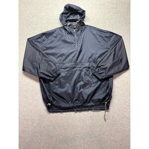Foot Locker Mens XXL Navy Blue Nylon Half Zip Anorak Hooded Windbreaker Jacket